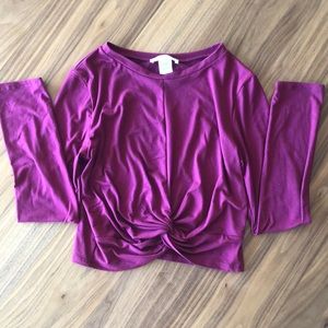Fuchsia LongSleeve Crop Top, Size Medium